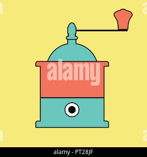 Logo style retro outlines. Coffee grinder. Vector Illustration Stock Vector