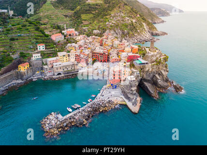 Aerial view of Vernazza, Cinque Terre, Liguria, Italy Stock Photo