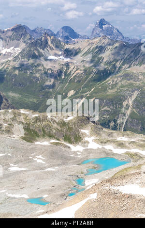 Elevated view of Lej Verd, Val Bever, Engadin Valley, Graubünden, Switzerland, Europe, Stock Photo
