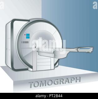 tomography scanner machine with patient and doctor Stock Vector