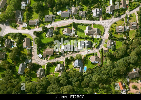 Aerial view, Klosterbusch, settlement, ring road, Voerde (Lower Rhine), Ruhr area, Lower Rhine, North Rhine-Westphalia, Germany, Europe Stock Photo