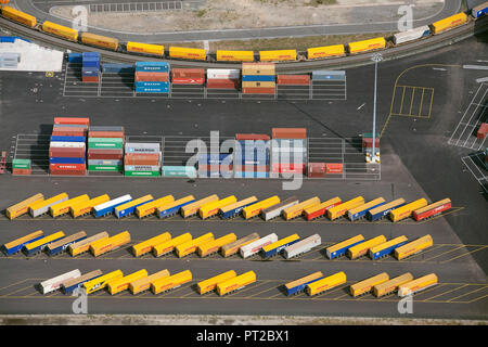 Aerial view, DHL, Logport Logistic Center Duisburg GmbH, Duisburg, Ruhr Area, North Rhine-Westphalia, Germany, Europe Stock Photo