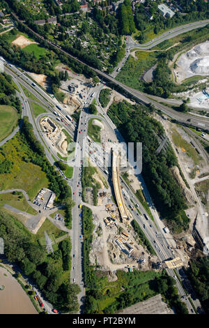 Aerial view, A40, Donetzkring, Wattenscheider Straße, construction site, Bochum, Ruhr area, North Rhine-Westphalia, Germany, Europe Stock Photo