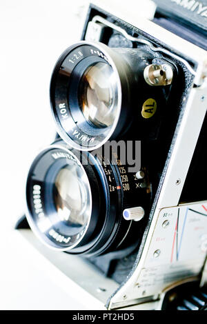 Vintage Mamiya C220 Professional twin lens reflex camera (TLR camera), circa 1970s Stock Photo