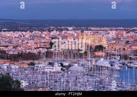 View from Castell de Bellver to the port of Palma de Mallorca, Mallorca, Balearic Islands, Spain Stock Photo