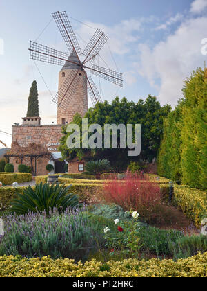 Windmill Moli des Torrent, Santa Maria del Cami, Mallorca, Balearic Islands, Spain Stock Photo