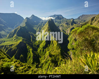 View from Cap Noir Viewpoint, Cirque de Mafate, Reunion, France Stock Photo