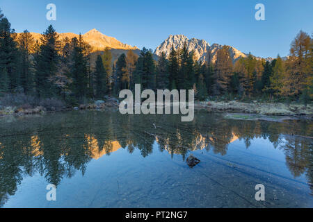 Alpine pond near Saoseo refuge, Poschiavo, val di Campo, Canton of Graubunden, Switzerland, Europe Stock Photo