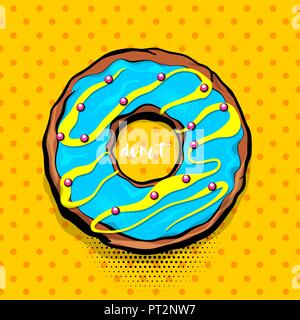 Doughnut donut cartoon pop art Stock Vector