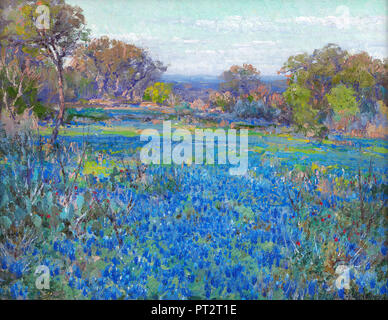 Julian Onderdonk, A field of Blue Bonnets, Late Afternoon Sunlight, Circa 1919-1920. Oil on cardboard, Panhandle–Plains Historical Museum, Canyon, Texas, U.S.A. Stock Photo