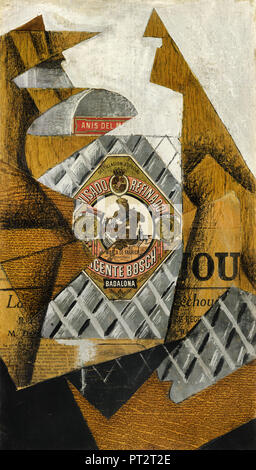 Juan Gris, The Bottle of Anís del Mono 1914 Oil collage and graphite on canvas, Museo Nacional Centro de Arte Reina Sofía, Madrid, Spain. Stock Photo