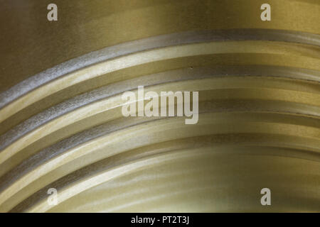 inside of open tin can view, close up. Stock Photo