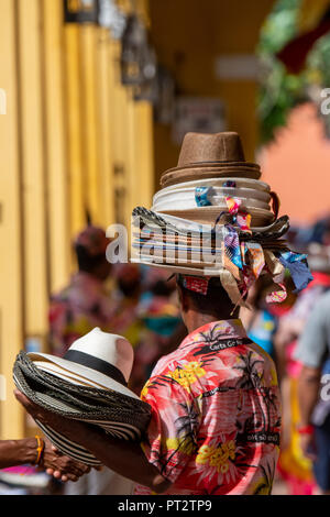 Cartagena, Colombia. Hat Salesman Stock Photo - Alamy