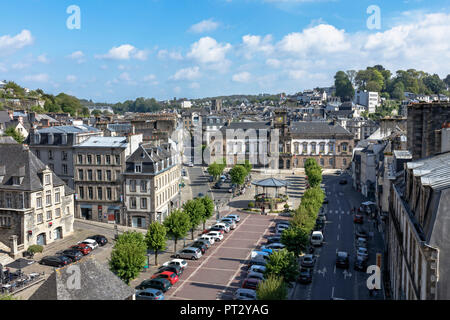 Europe, France, Brittany, Morlaix, view over the 'Place des Otages' to the town hall 'Mairie de Morlaix' Stock Photo