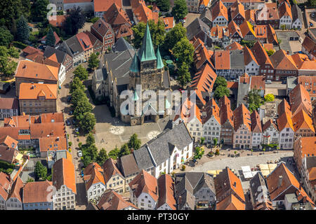 Aerial view, Catholic Church St. Laurentius, Old Town, Warendorf, Münsterland, North Rhine-Westphalia, Germany Stock Photo
