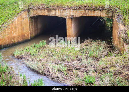 Reinforced concrete box culverts under the asphalt road. Box culvert is