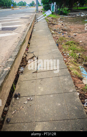 Concrete footpath is slipping after flood. Flood is causing erosion and ...