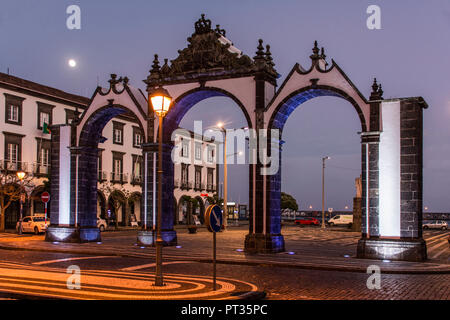 City gates of Ponta Delgada on Azores island São Miguel Stock Photo