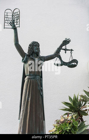 Statue of Justice in Horta on Azores island Faial