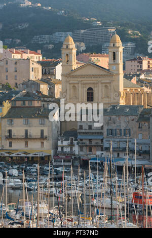 View of the port of Bastia, Paroisse Saint Jean-Baptiste church, Haute Corse, Corsica, France Stock Photo