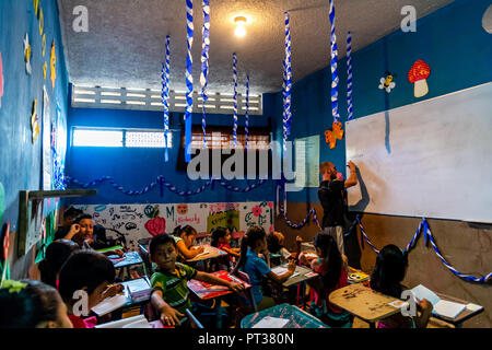 kids in guatemala in class room Stock Photo