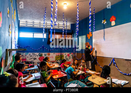 kids in guatemala in class room Stock Photo