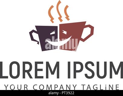 Coffee smile logo design concept template Stock Vector