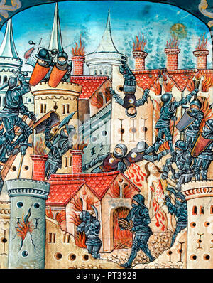 Siege and destruction of Jerusalem, circa 1504 - Vaux Passional Stock Photo