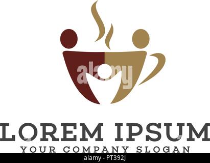 Coffee people logo design concept template Stock Vector