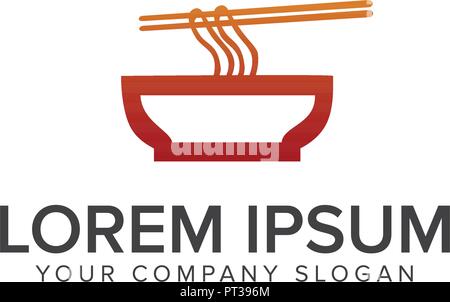 Noodle logo. Dining logo design concept template Stock Vector