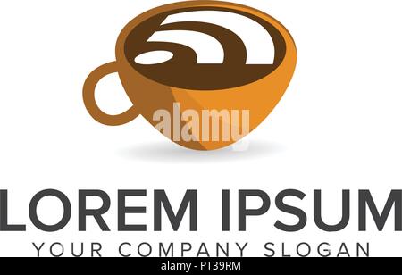 Coffee wireless logo. Food and Drink logo design concept template Stock Vector
