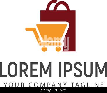 Shopping bag and carriage logo design concept template Stock Vector