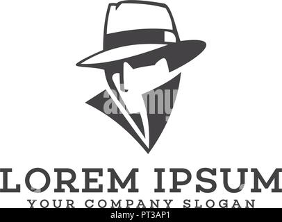 detective cowboy logo design concept template Stock Vector