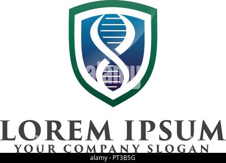 Medical Shield logo. Genetic logo design concept template Stock Vector