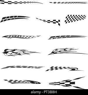 Vector of checkered racing flag splatters. Stock Vector