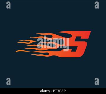Letter S flame Logo. speed logo design concept template Stock Vector