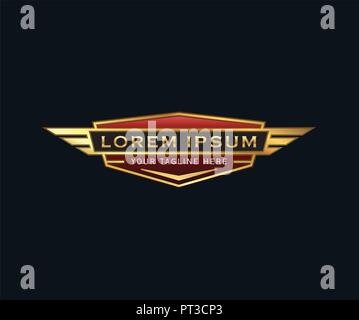 luxury badge wings logo. auto design concept template Stock Vector