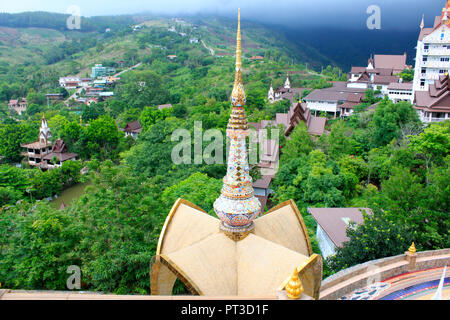 View of the green hills and top of the pagoda from, Pha Sorn Kaew, in Khao Kor, Phetchabun, Thailand. Stock Photo
