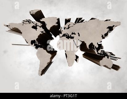 Abstract 3d old grunge world map Stock Photo