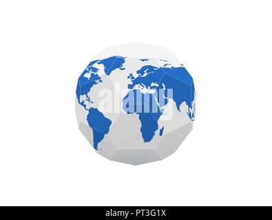 3D geometric earth illustration. Polygonal globe icon Stock Photo