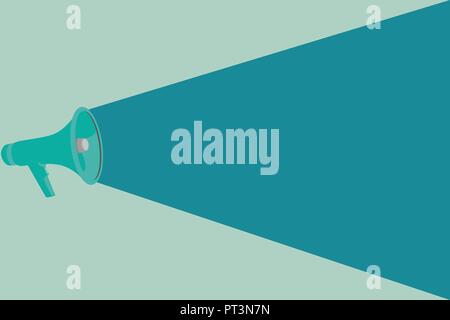 Flat design business Vector Illustration Empty template esp isolated Minimalist graphic layout template for advertising. Halftone Megaphone Loudspeake Stock Vector