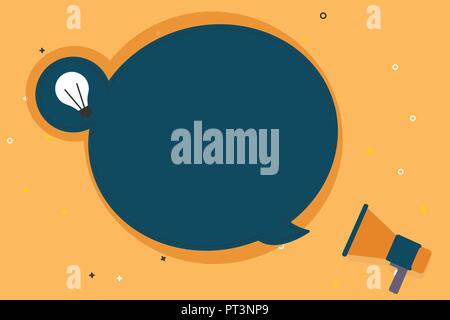 Flat design business Vector Illustration Empty copy space for Ad website promotion esp isolated Banner template. Blank Round Speech Bubble with Bulb I Stock Vector