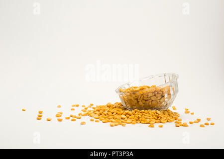 Yellow split peas chana dal isolated on white background Stock Photo