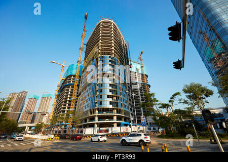 Construction of new high-rise building in Shenzhen city. Guangdong Province, China. Stock Photo