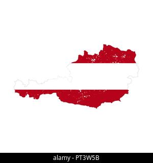 Austria country silhouette with flag on background on white Stock Vector