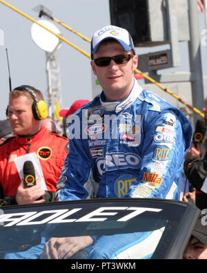 Dale Earnhardt Jr is introduced to the crowd prior to the start of the NASCAR Hershey's Kissables 300 at Daytona International Speedway in Daytona Beach,  Florida on February 18, 2006. Stock Photo