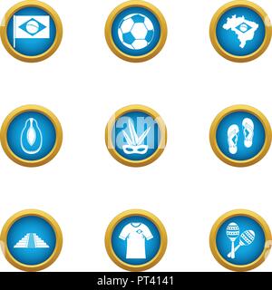 Football city icons set, flat style Stock Vector