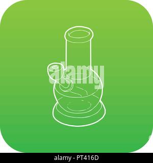 Bong for smoking icon green vector Stock Vector