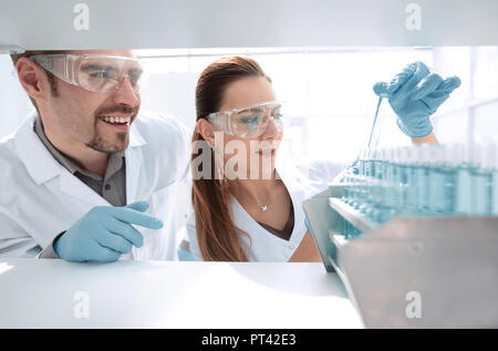 two scientists doing tests in the laboratory.photo with copy space Stock Photo