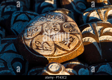 Mapham Yutso, Manasarowar Lake, Chiu Monastery in Tibet, Stock Photo